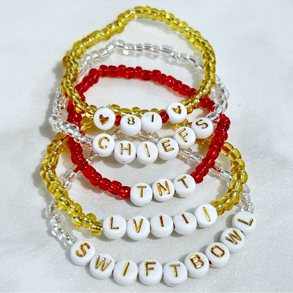 5 Chiefs Taylor Swift Friendship Bracelets 87 Travis Kelce TNT Kansas City Red - Picture 2 of 5